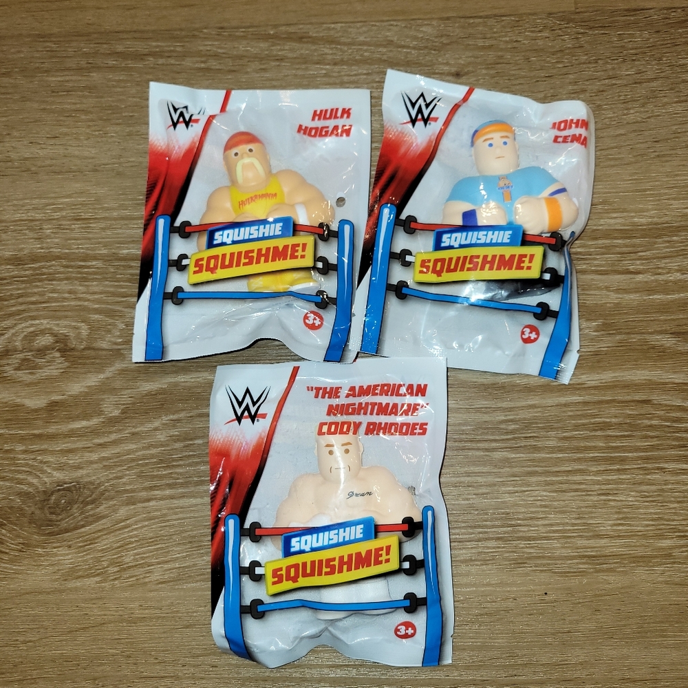 WWE Squishme! Squishie Set of 3 Hulk Hogan John Cena And Cody Rhodes New